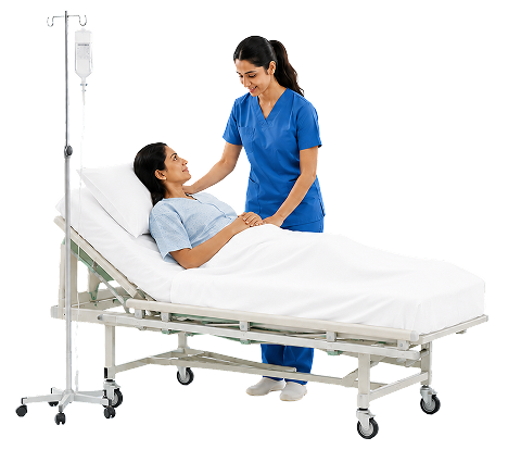 Nursing student caring for a patient